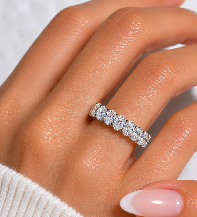 5 CTW Oval Lab-Grown Diamond Eternity Band – 14K White Gold