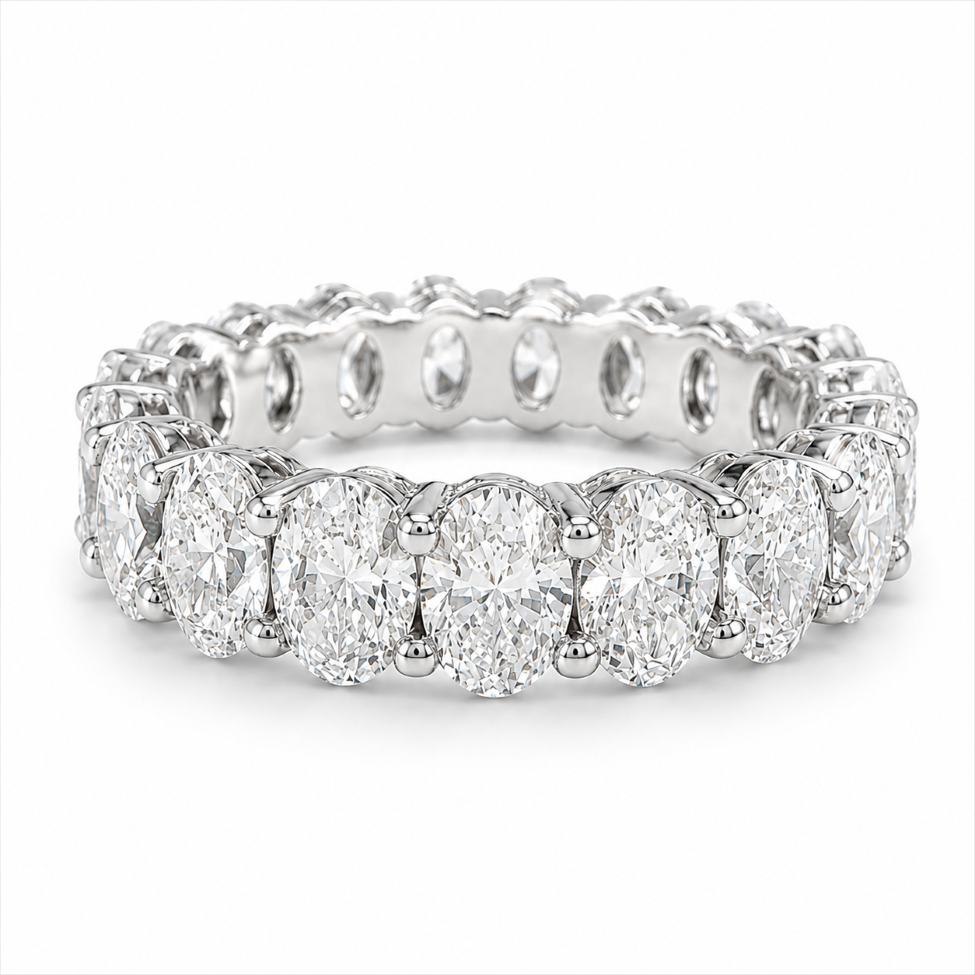 5 CTW Oval Lab-Grown Diamond Eternity Band – 14K White Gold