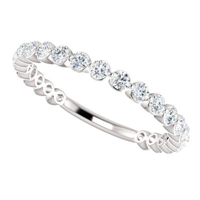 Delicate Single Prong 2mm Lab Diamond Semi-Eternity Band in 14k White Gold