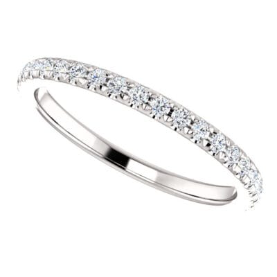 Delicate French Set Lab Diamond Band in 14k White Gold