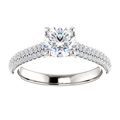 Pave 6mm Round Diamond Engagement Ring Setting