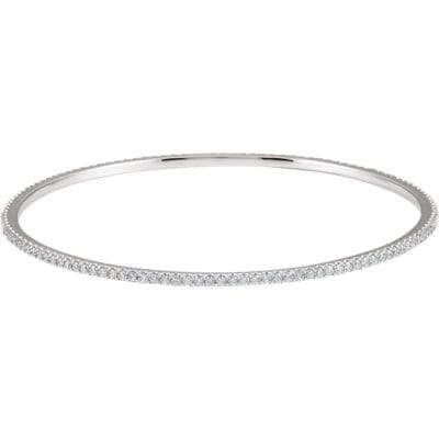 Stackable Diamond Bangle Bracelet in 14k White Gold 2 CTW