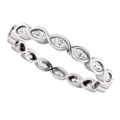 New! Bezel Set Marquise Diamond Eternity Band in 14k White Gold