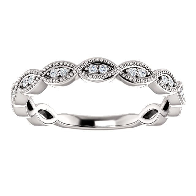 Delicate Marquise-Shaped Milgrain Diamond Band