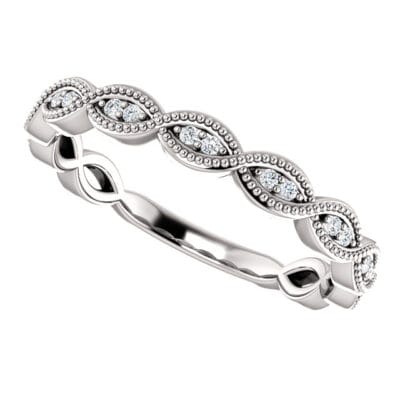 Delicate Marquise-Shaped Milgrain Diamond Band