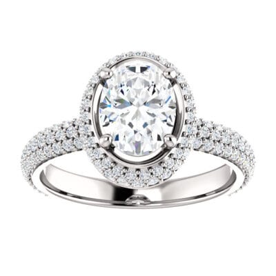 Oval Pave Halo Diamond Engagement Ring Setting
