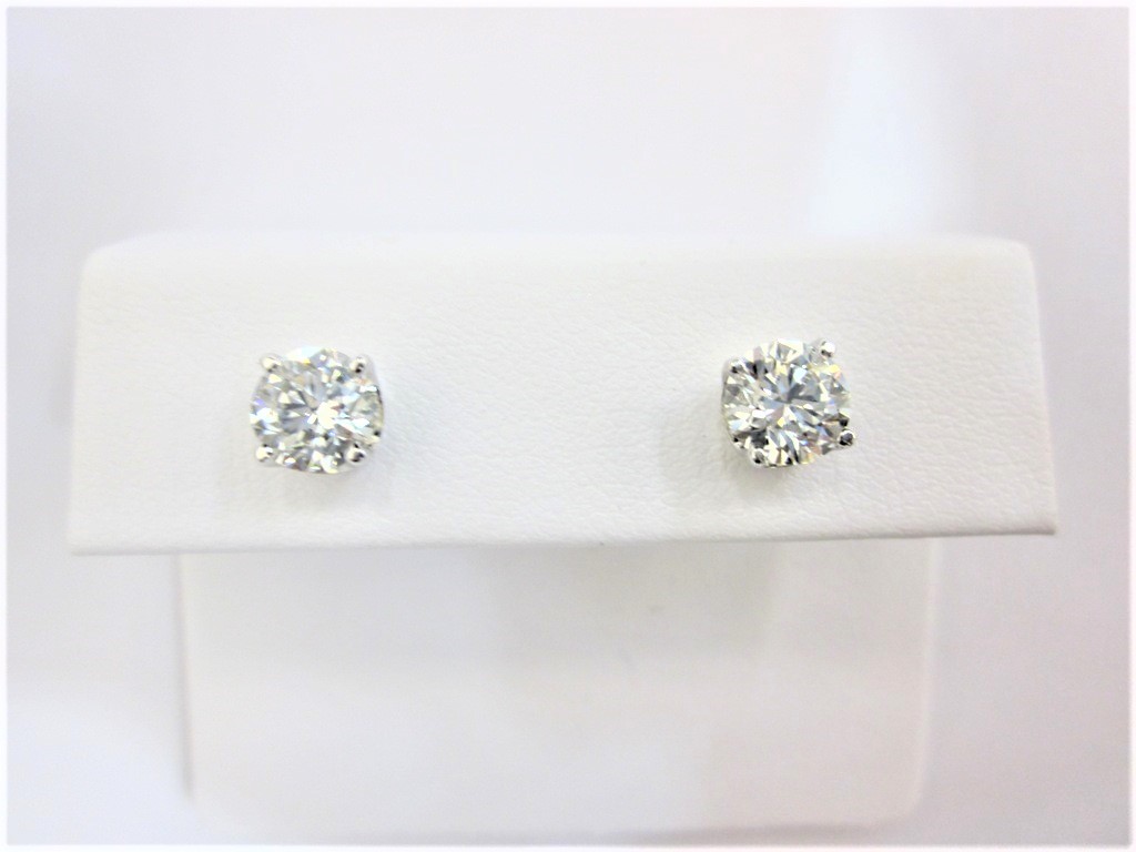 1 80 Carat Tw Round Diamond Stud Earrings In 14k White Gold