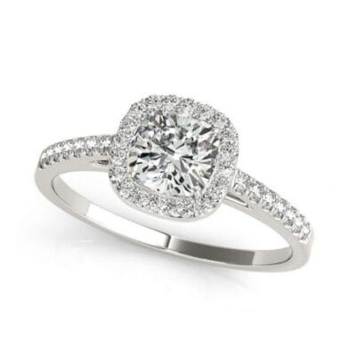 Cushion Halo Diamond Engagement Ring Setting in 14k White Gold