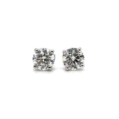 1.80 Carat TW Round Diamond Stud Earrings in 14k White Gold
