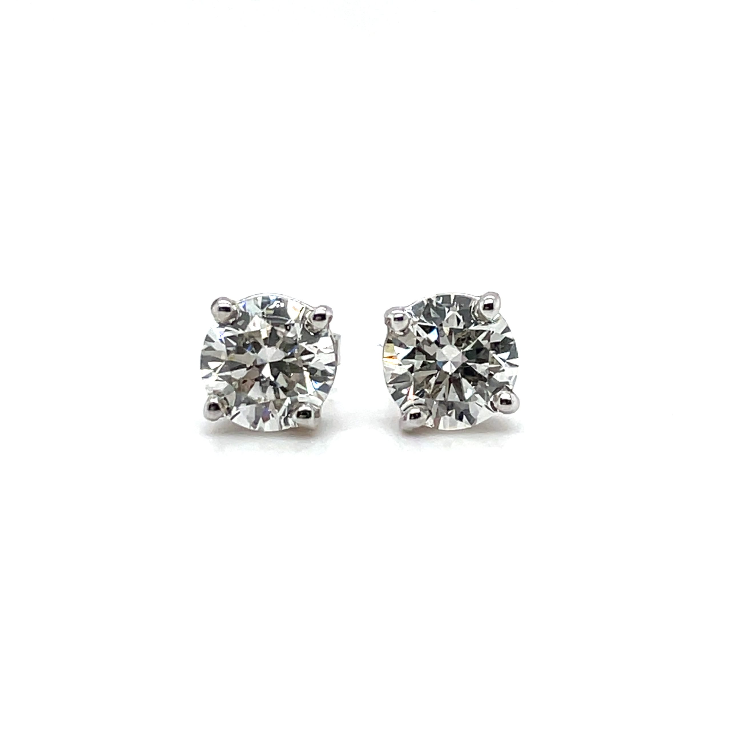 1.80 Carat TW Round Diamond Stud Earrings in 14k White Gold