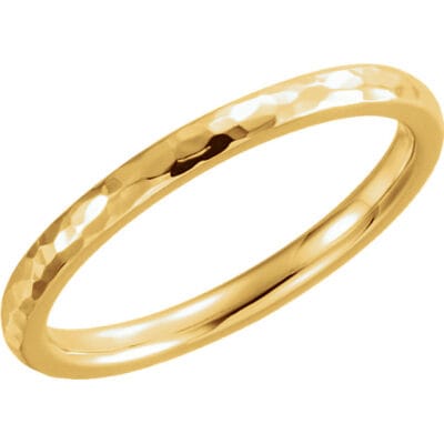 2mm Hammer Finish 14k Gold Stackable Band