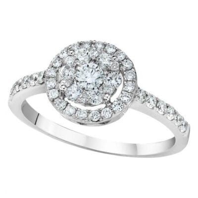 18k White Gold Round Diamond Cluster Ring