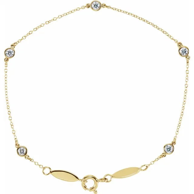 14k White Gold Lab Diamond Bezel Bracelet