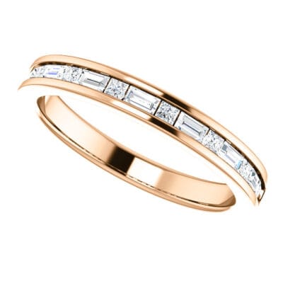 Baguette and Princess Cut Channel Set Lab Diamond Band