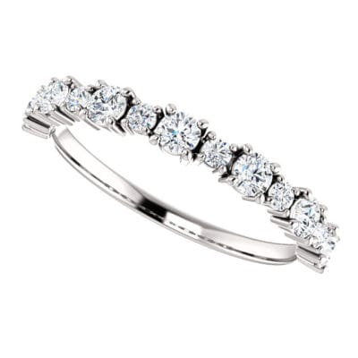 Diamond Anniversary Band Prong Set Offset in Platinum