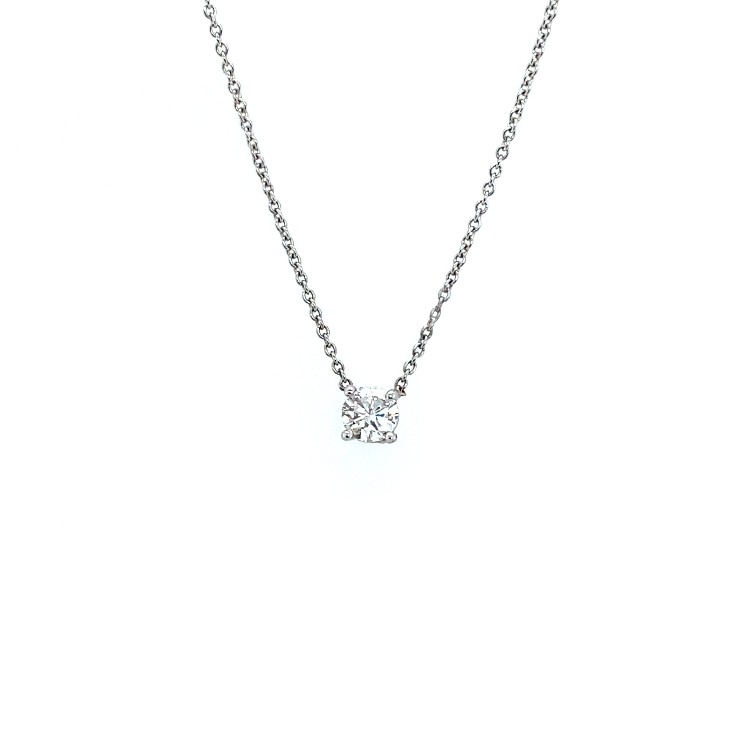 Round Brilliant 0.22ct Stationary 4-Prong Diamond Necklace