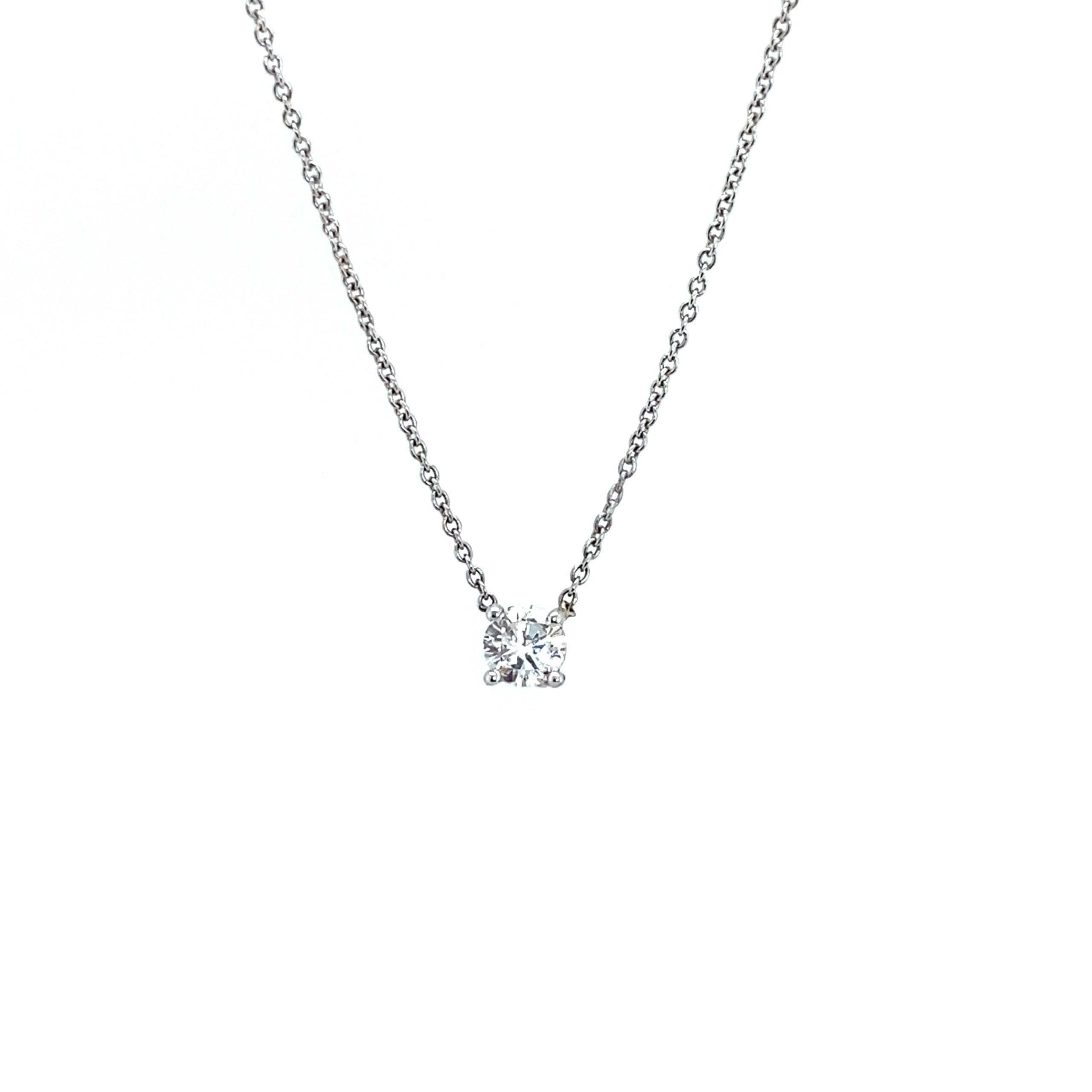Round Brilliant 0.22ct Stationary 4-Prong Diamond Necklace