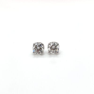 0.86CTW Round Brilliant Natural Diamond Stud Earrings