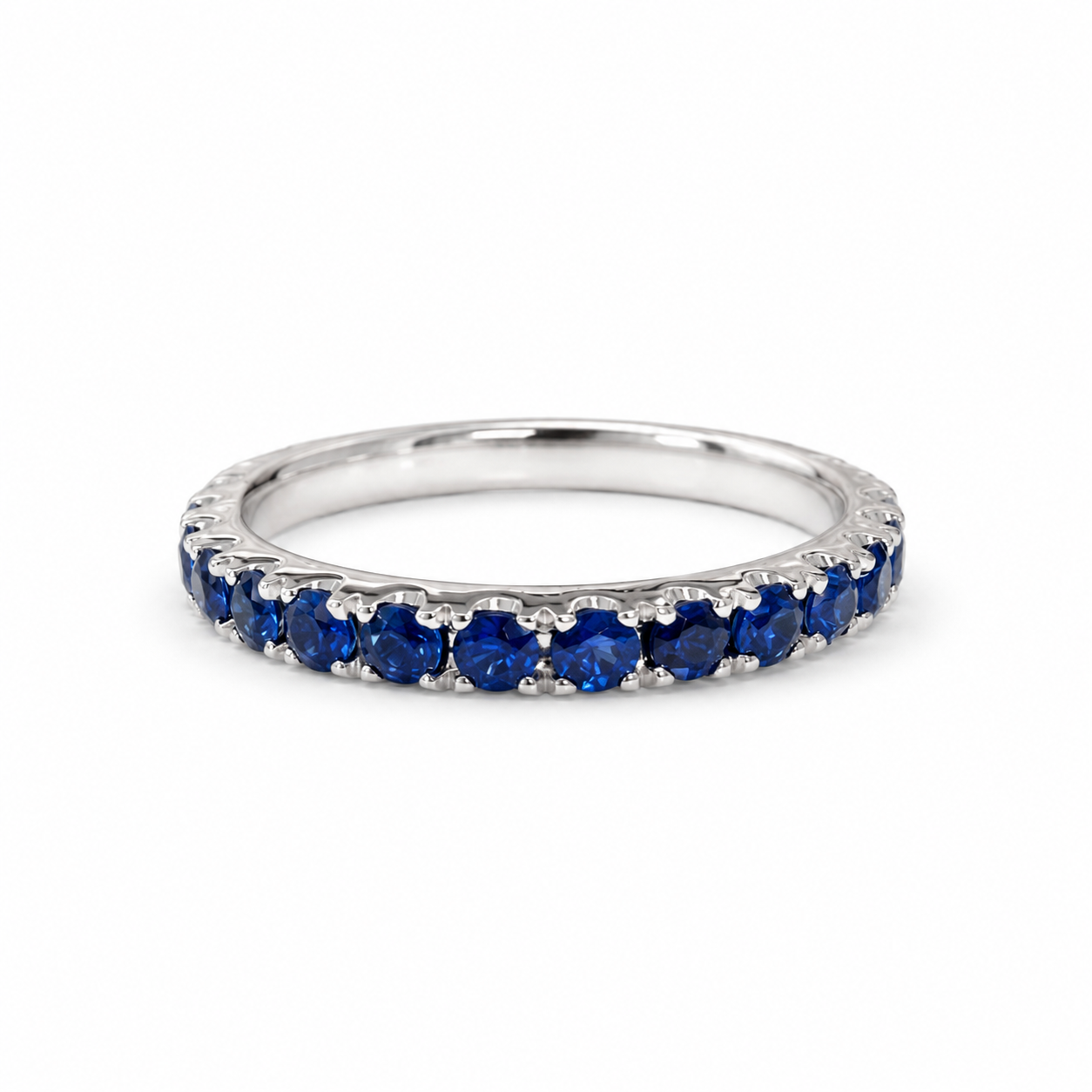 18K White Gold Sapphire Band