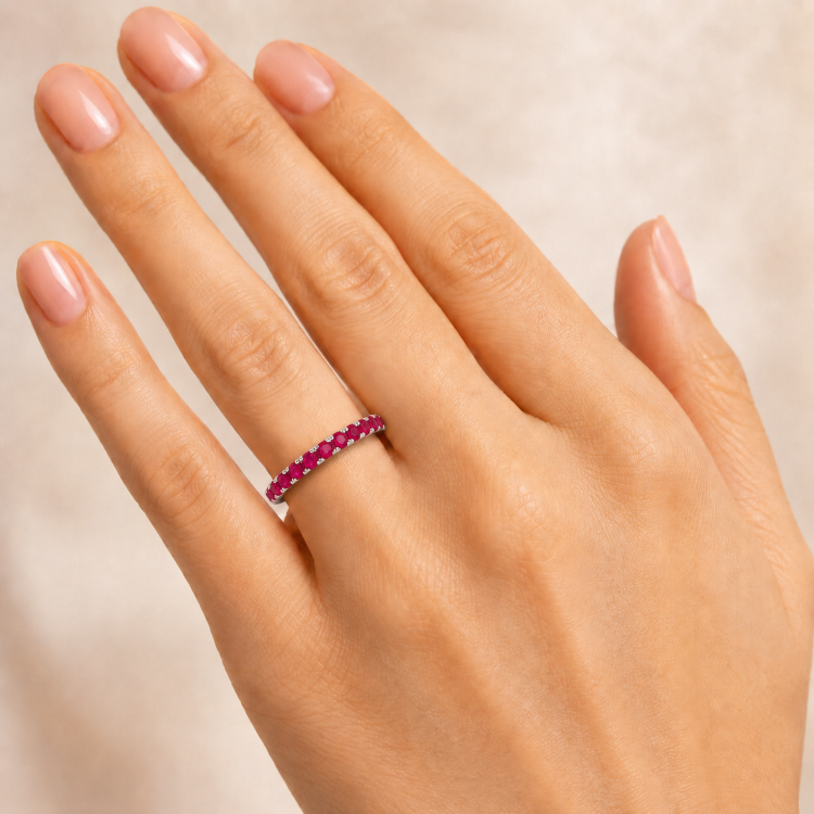 18K White Gold Ruby Band