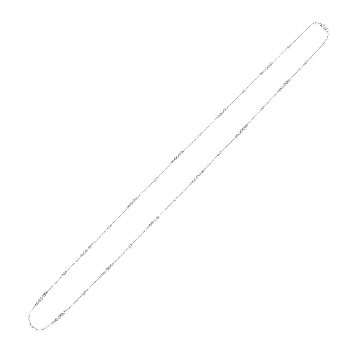 14K WHITE GOLD DIAMOND BEZEL SET FASHION NECKLACE