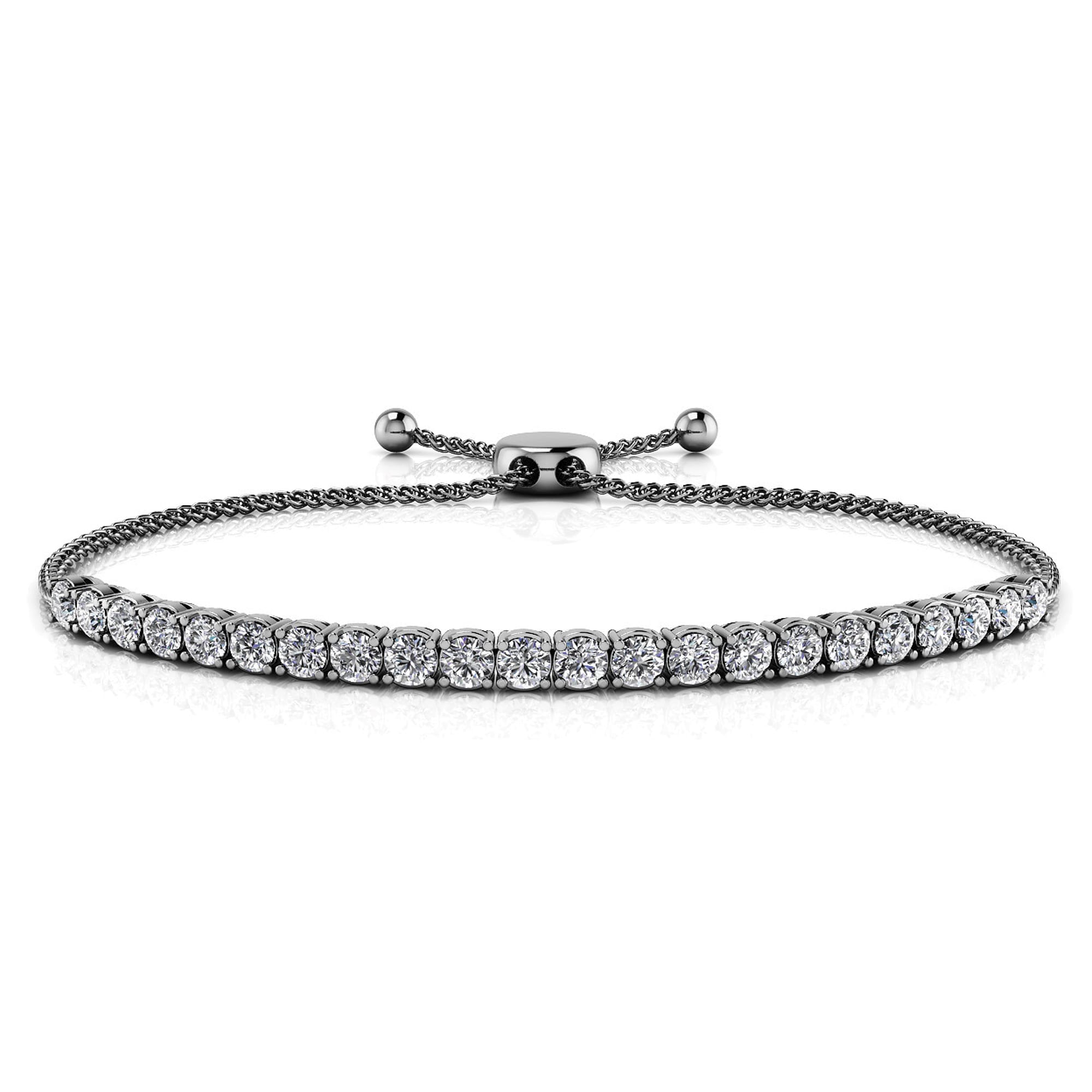 14K WHITE GOLD DIAMOND BOLO BRACELET