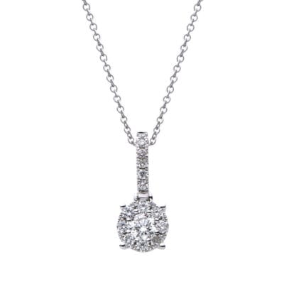 14K WHITE GOLD CLUSTER DIAMOND PENDANT