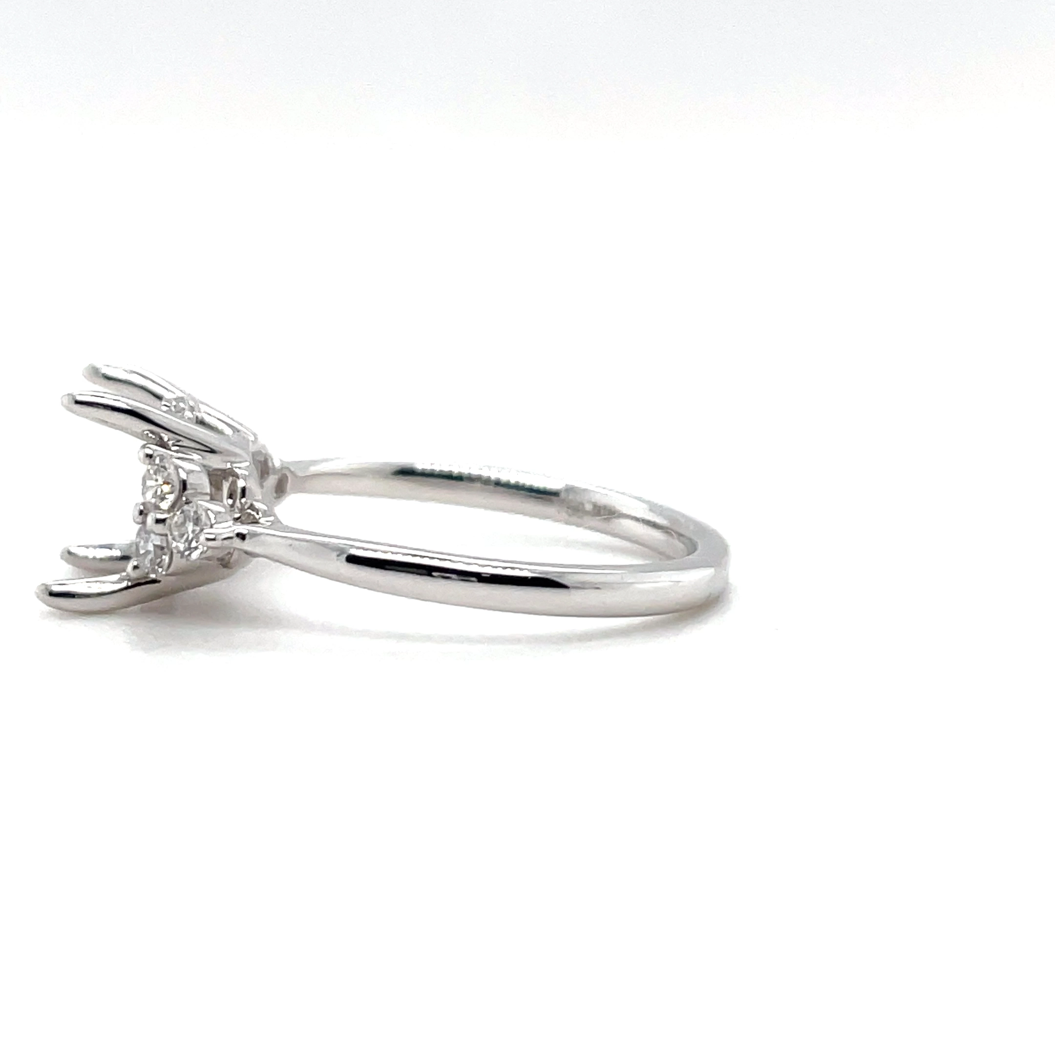 Women's 18K White Gold 3-Stone Cluster Hidden Halo 2ct Diamond Engagement Ring