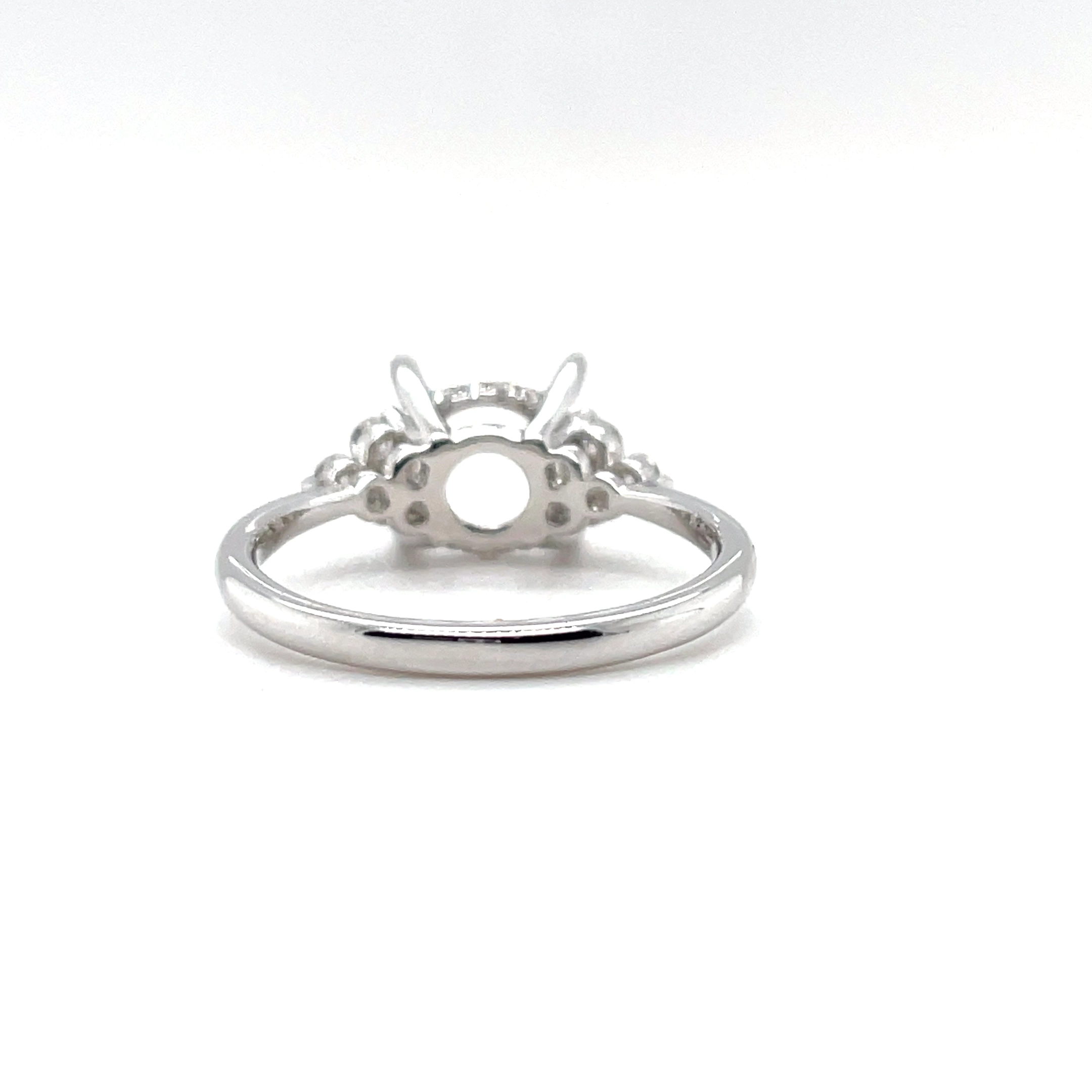 Women's 18K White Gold 3-Stone Cluster Hidden Halo 2ct Diamond Engagement Ring