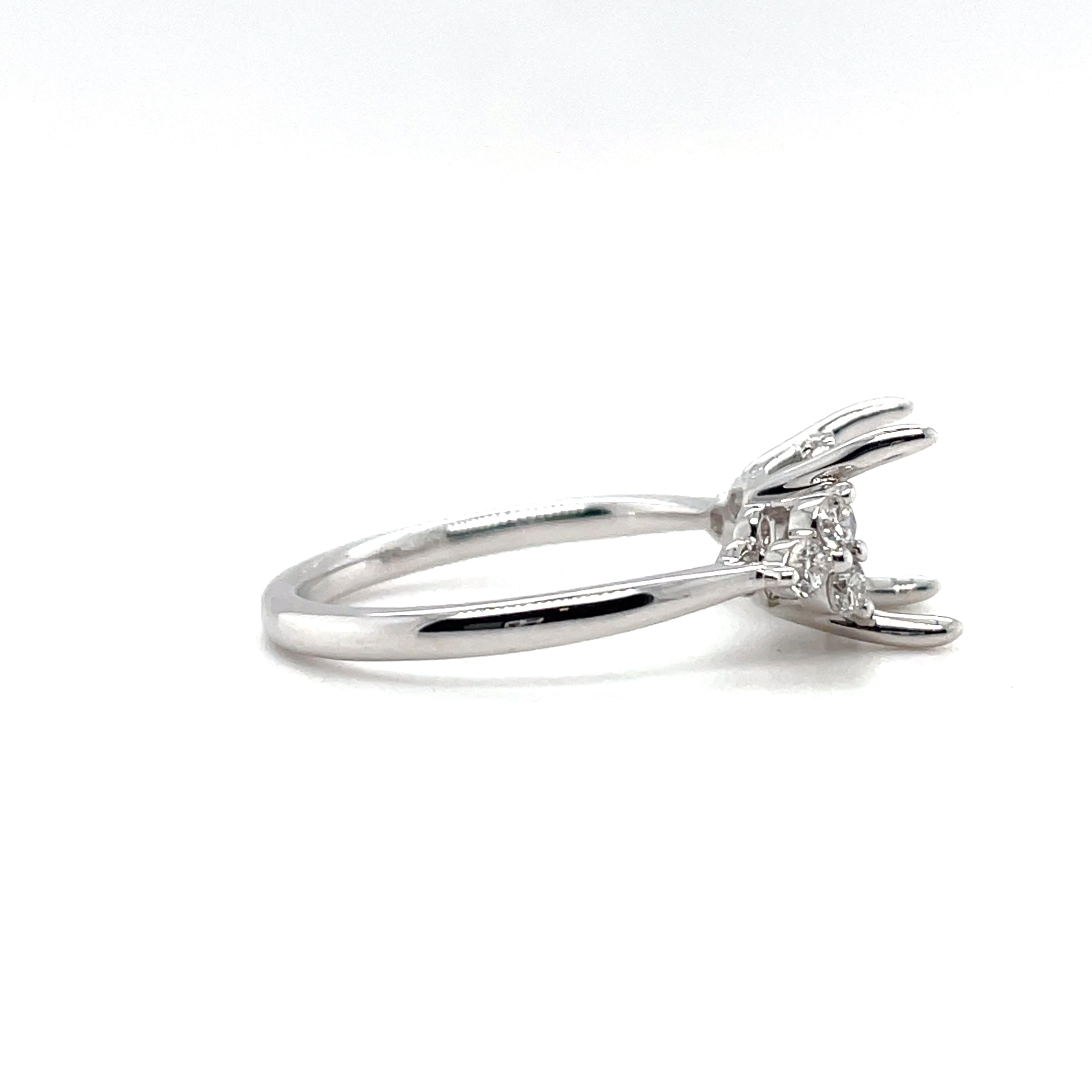 Women's 18K White Gold 3-Stone Cluster Hidden Halo 2ct Diamond Engagement Ring