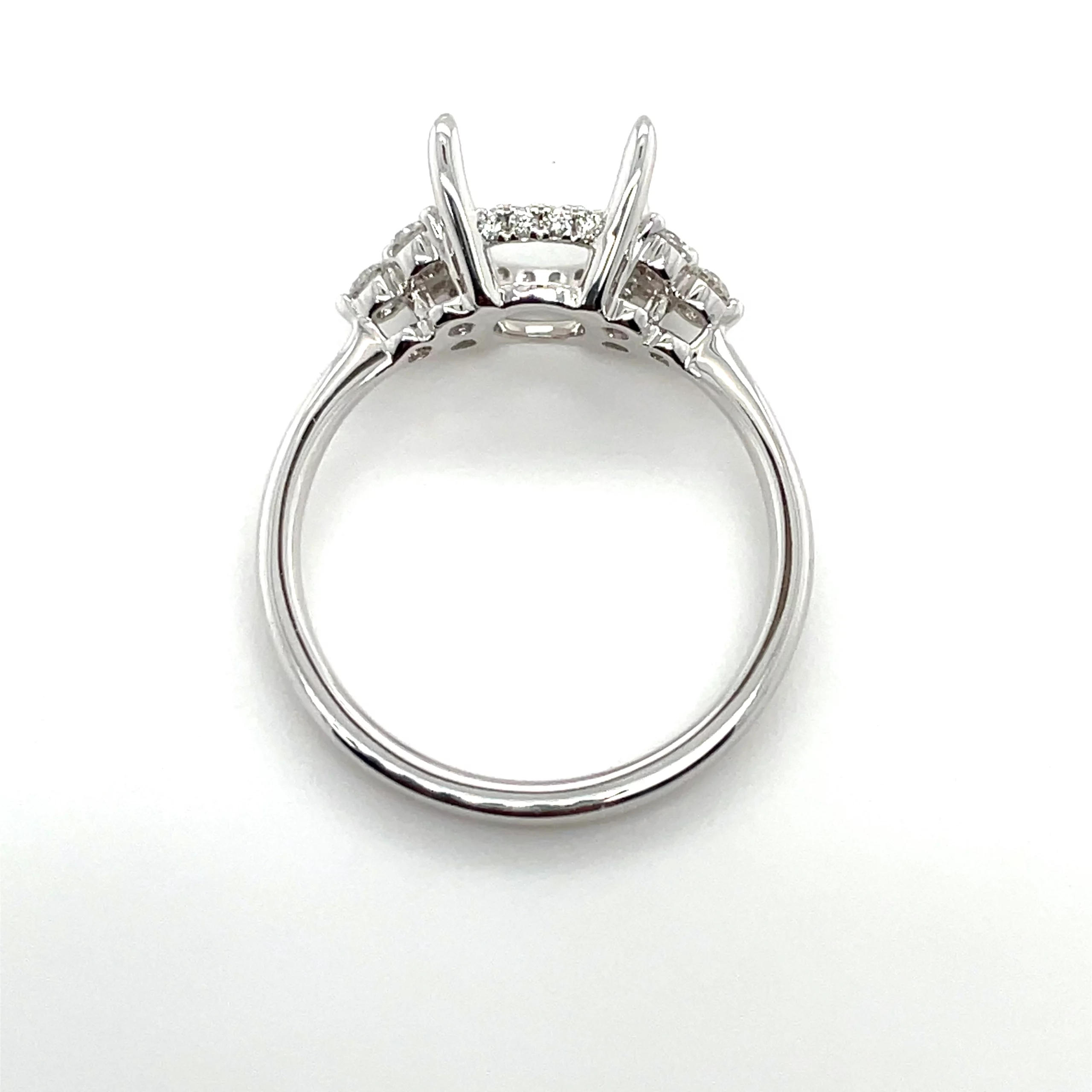 Women's 18K White Gold 3-Stone Cluster Hidden Halo 2ct Diamond Engagement Ring