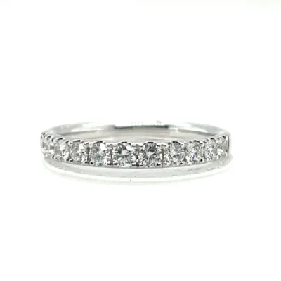 Women's 18K White Gold Halfway Diamond Band Soft Split Prong