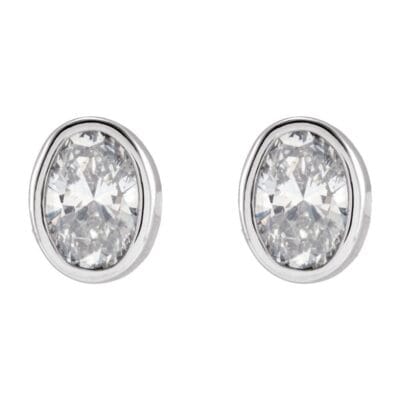 Oval Lab Grown Diamond Bezel Set Stud Earrings