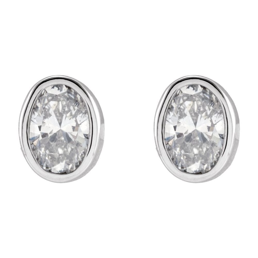 Oval Lab Grown Diamond Bezel Set Stud Earrings