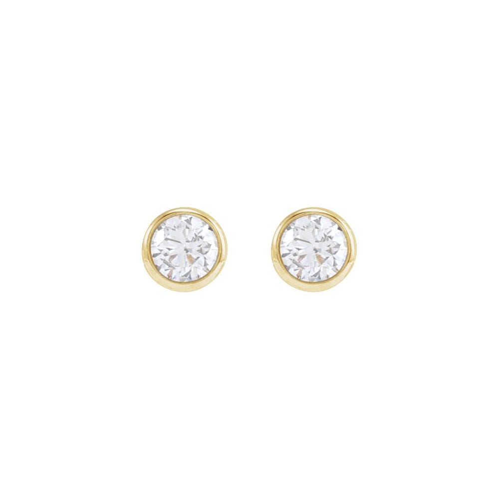 Round Brilliant Natural Diamond Bezel Set Stud Press Fit Back