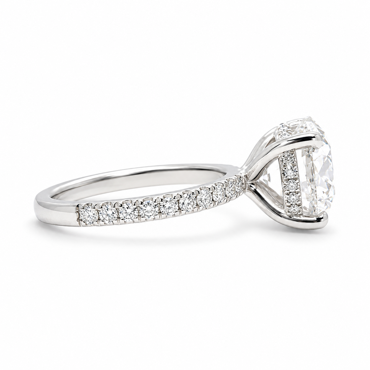 3.56 CT Round Brilliant Lab-Grown Diamond Engagement Ring – E/VS1 IGI Certified Platinum Hidden Halo