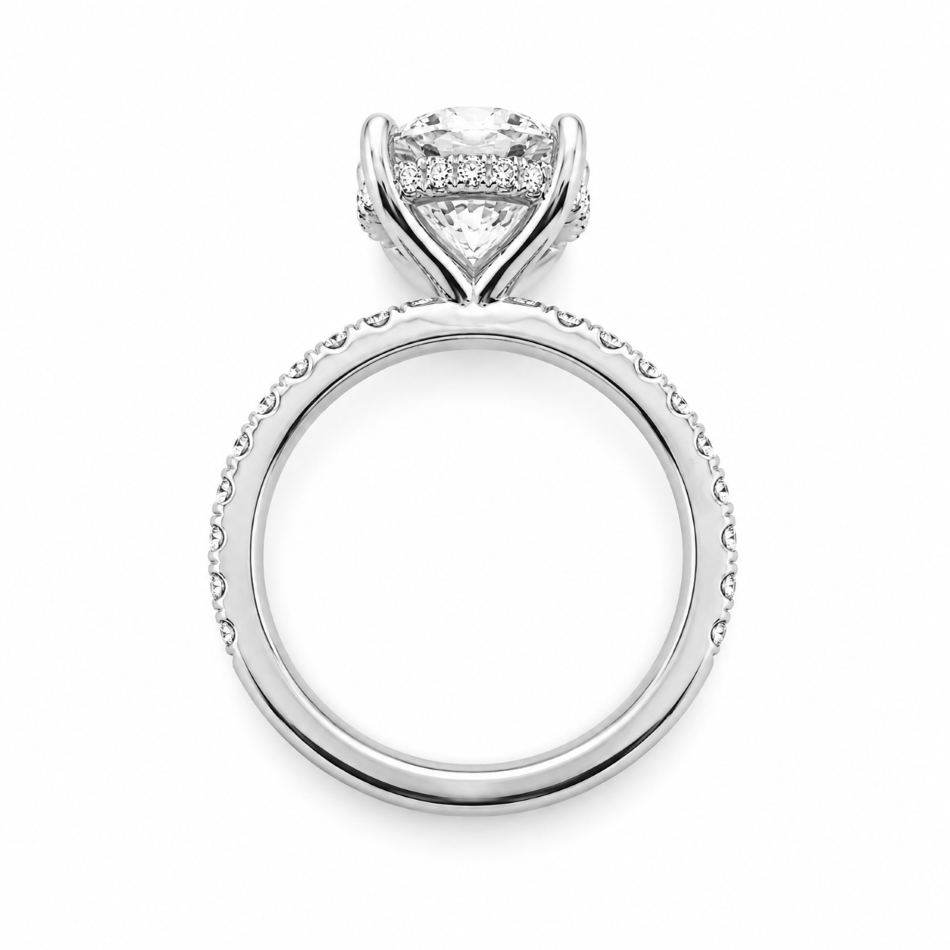 3.56 CT Round Brilliant Lab-Grown Diamond Engagement Ring – E/VS1 IGI Certified Platinum Hidden Halo