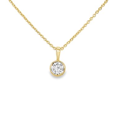 14k Yellow Gold Lab Grown Diamond Bezel Set Pendant