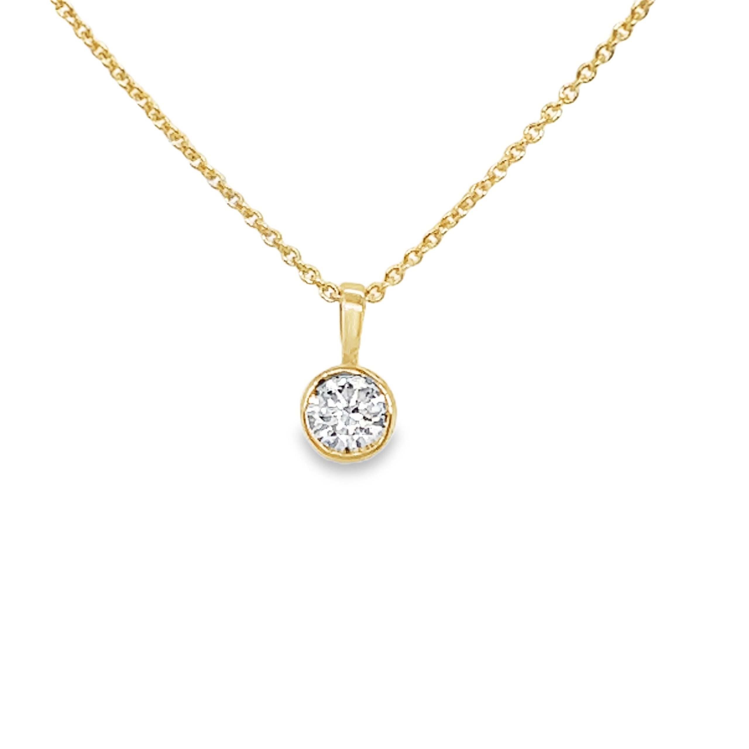 14k Yellow Gold Lab Grown Diamond Bezel Set Pendant