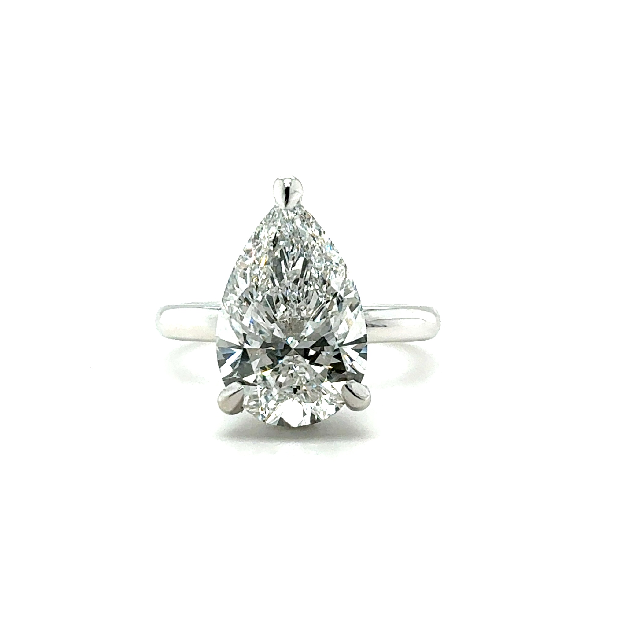 3.70 CT Pear Lab-Grown Diamond Engagement Ring – E/VVS2, Platinum Hidden Halo