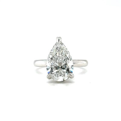 Pear Brilliant 3.70 CT Lab-Grown E color VVS2 Colorless Solitaire Engagement Ring