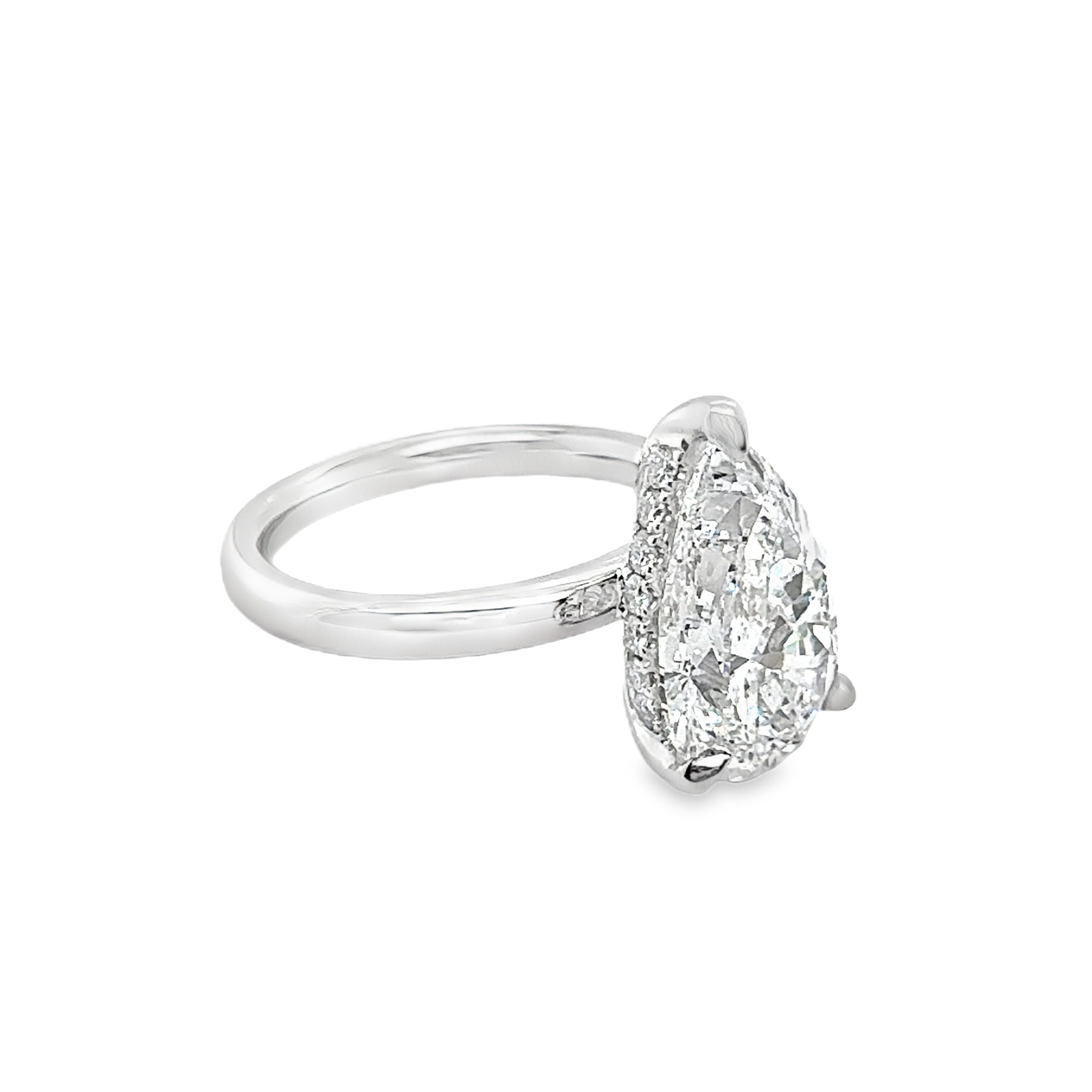 Pear Brilliant 3.70 CT Lab-Grown E color VVS2 Colorless Solitaire Engagement Ring