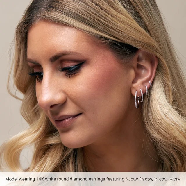 Diamond Huggie Hoop Earrings Lab-Grown Diamonds