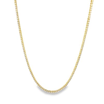 16" Straight Lab-Grown Diamond Tennis Necklace in 14k Yellow Gold