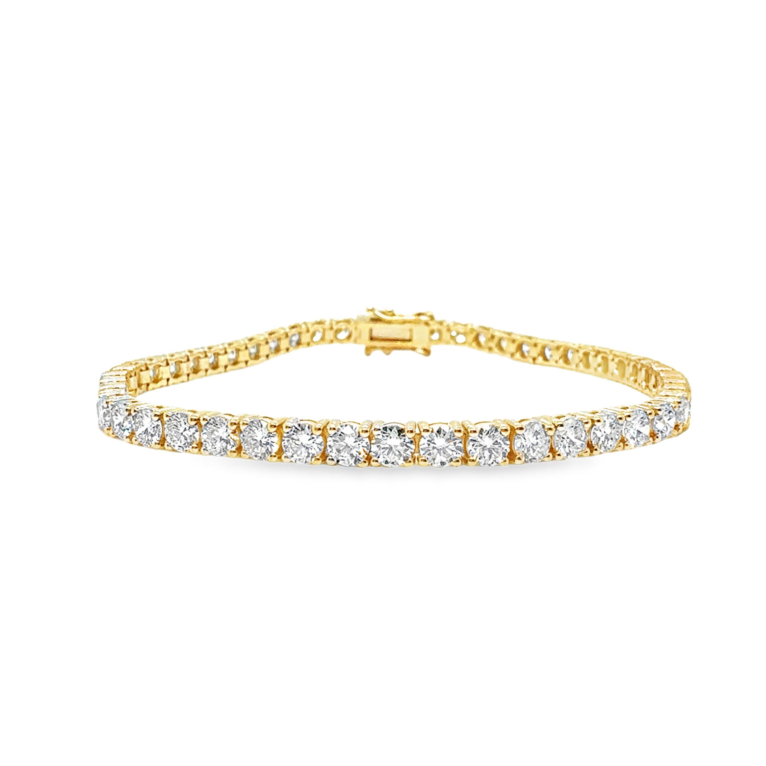 14K Yellow Gold Lab-Grown Diamond Tennis Bracelet 7CTW