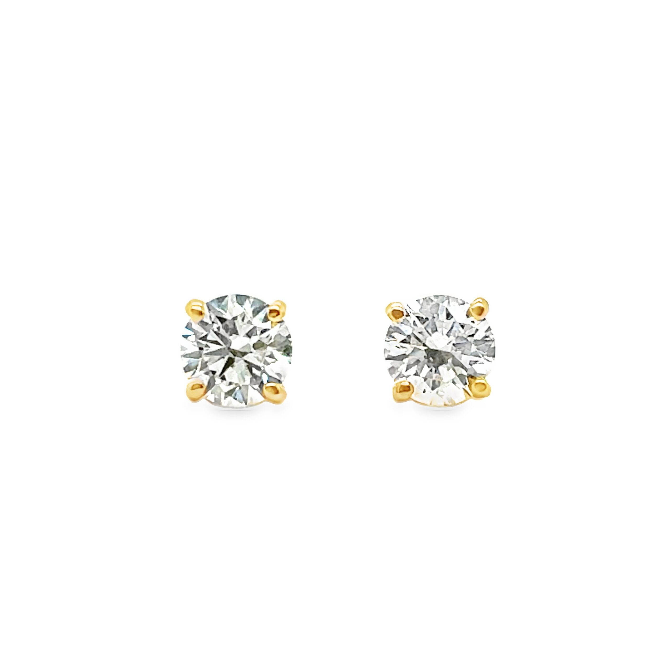 1.16 CTW Round Brilliant Lab Grown Diamond Earrings in 14k Rose Gold