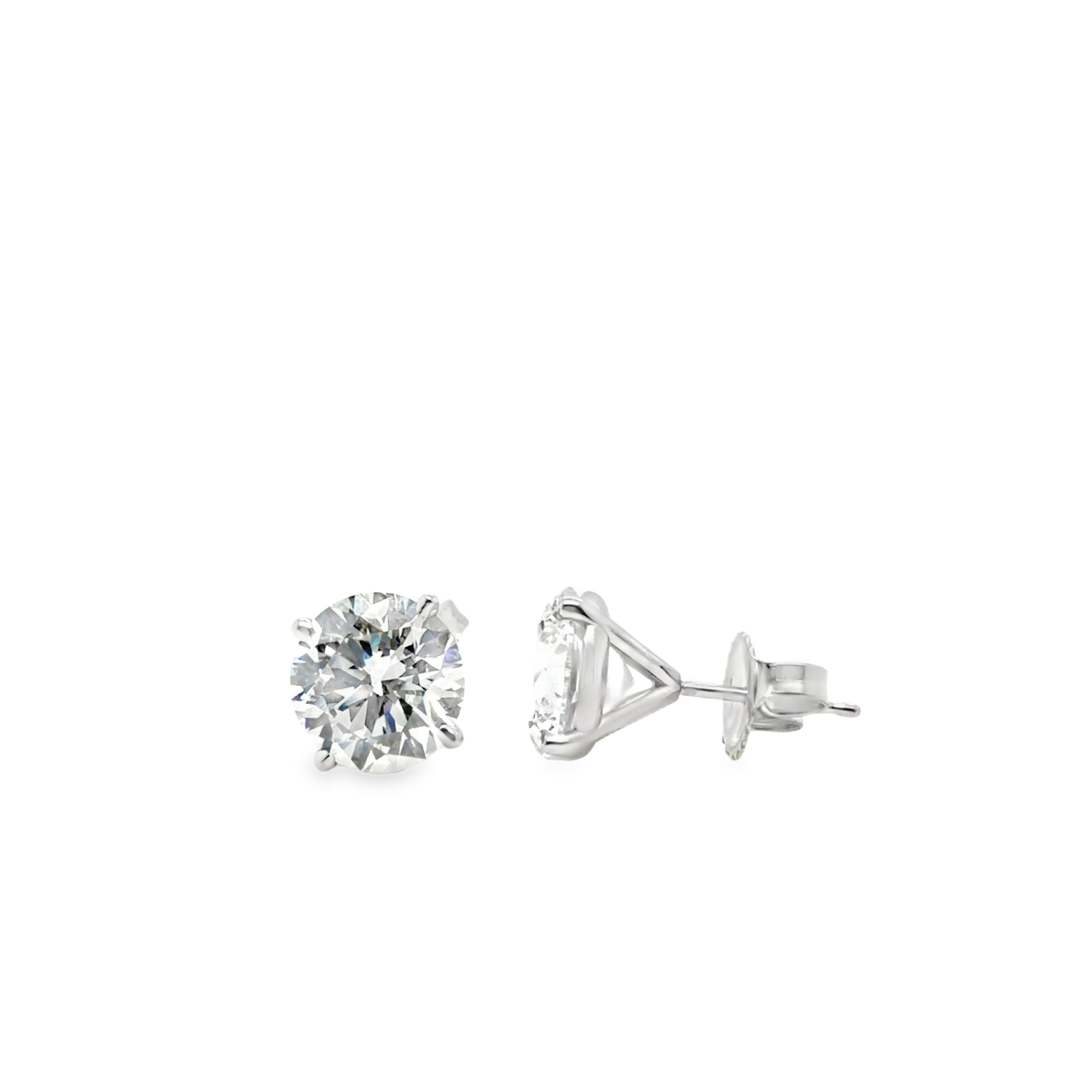 5 CTW Round Brilliant Cut Lab Grown Diamond Earrings in 14k White Gold Martini Style