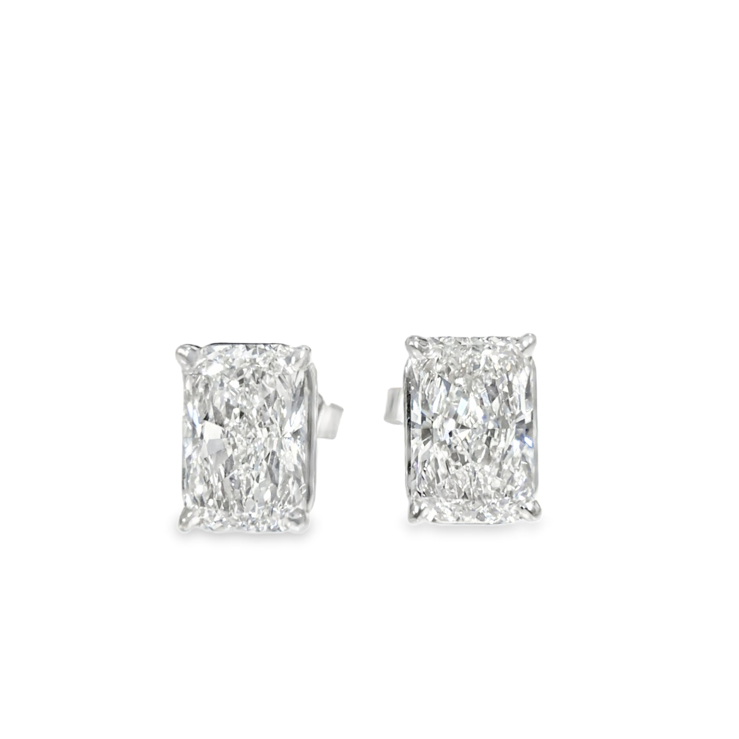 2 CTW Radiant Cut Lab Grown Diamond Stud Earrings in 14k White Gold