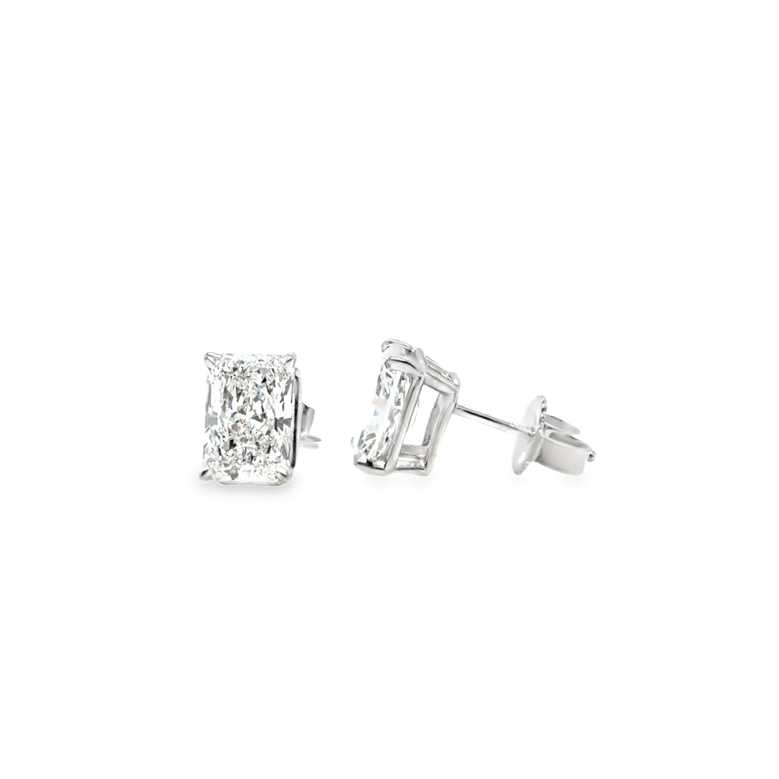 2 CTW Radiant Cut Lab Grown Diamond Stud Earrings in 14k White Gold