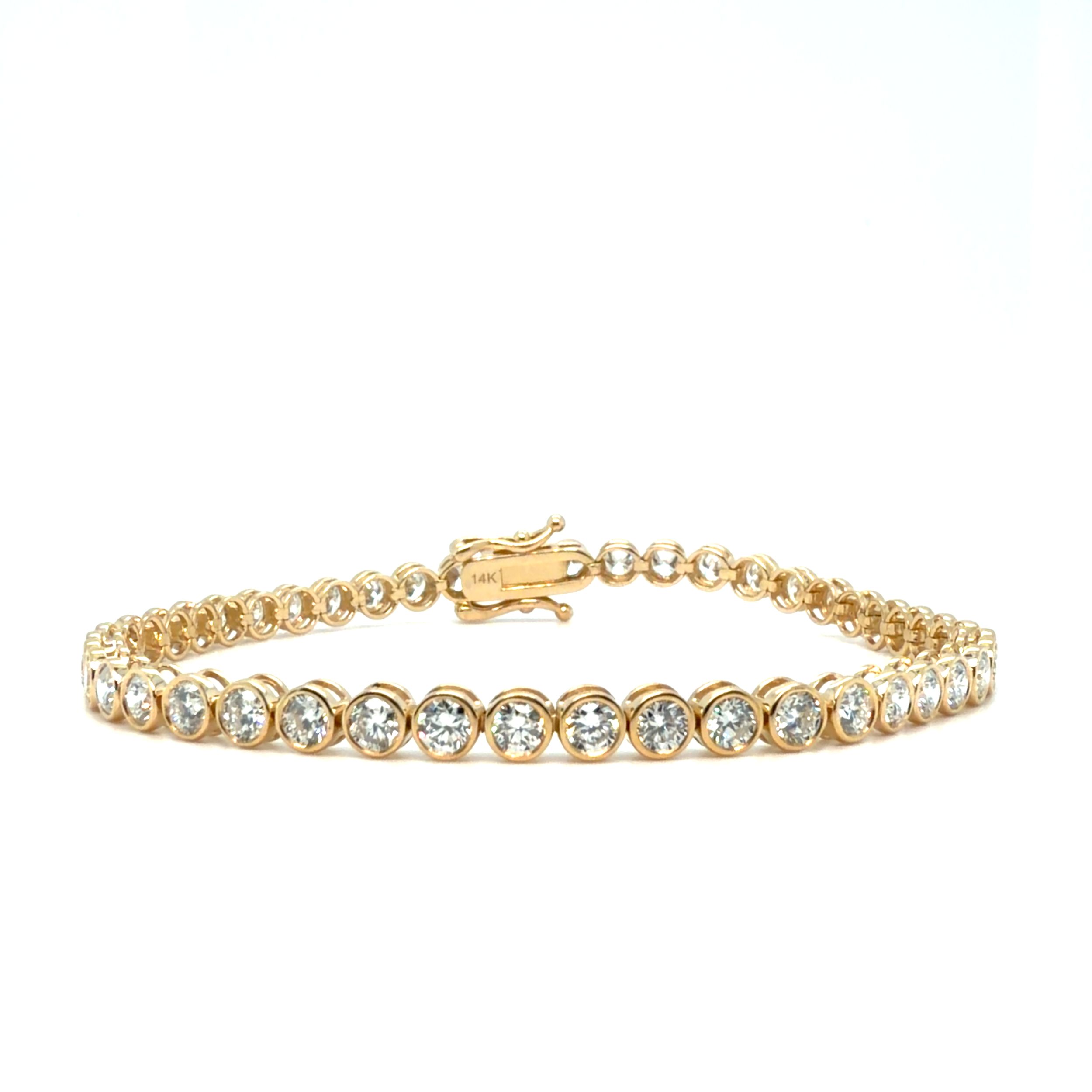 14K Yellow Gold Bezel Set Lab-Grown Diamond Tennis Bracelet (5 ctw)